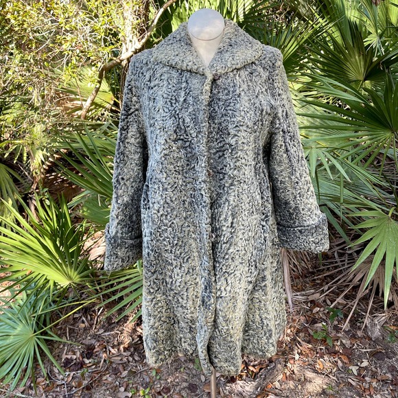 Vintage Jackets & Blazers - Vintage 50s Silver Persian Lamb Ashtrakhan Coat Leather Cownie Cadwallader S M